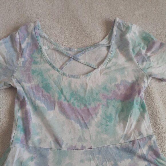 Children's Place Girl's M (7/8) Blue Purple Tie Dye Sequin Star Dress - Picture 8 of 9